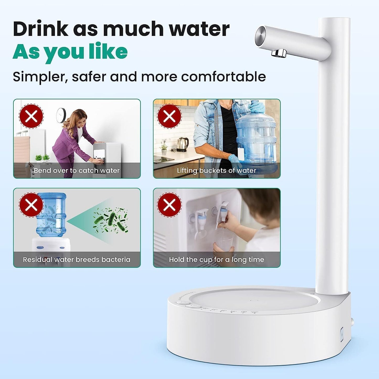 Desktop Water Bottle Dispenser, Smart Table Water Dispenser Portable Electric Water Bottle Pump Countertop For Universal Bottles, USB Charging Automatic Water Jug Dispenser For Bedside, Home, Office
