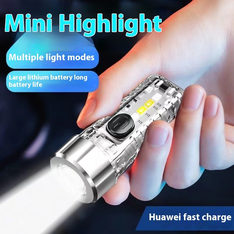 USB Keychain Light Outdoor Home Night Light Portable Mini Strong Light Flashlight