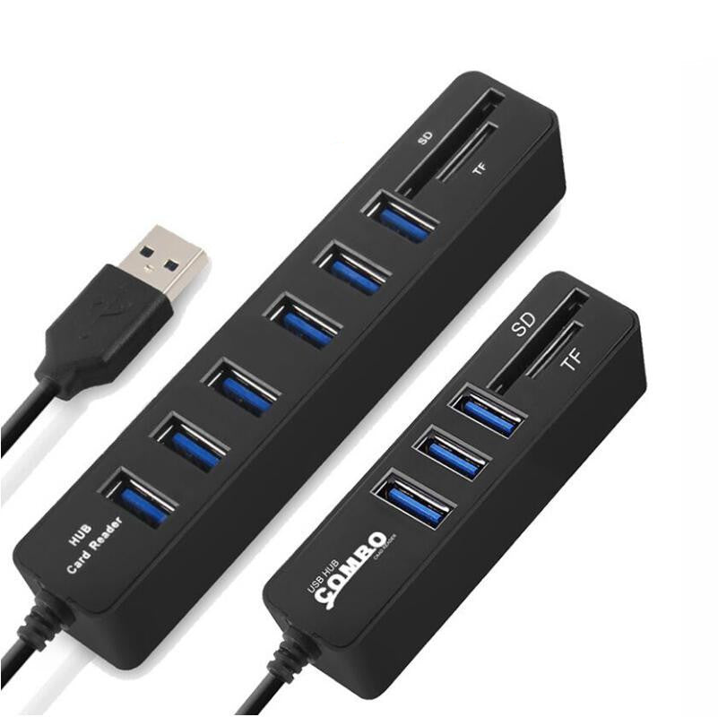 Multi-Function Card Reader HUB USB2.0 Hub Extension Splitter