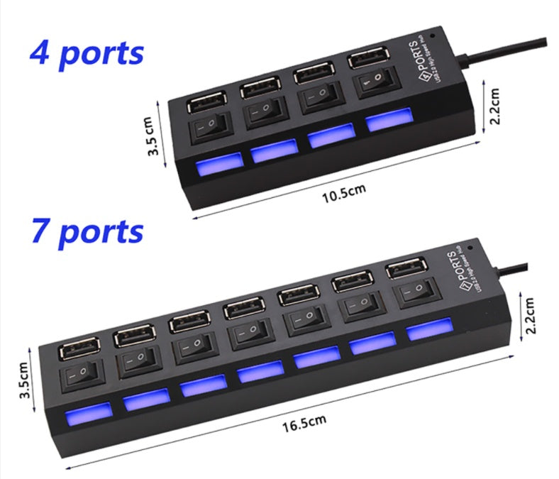 7-Port Usb2.0 With Independent Switch Hub 7-Bit Expansion Splitter 7-Hole Usb Hub Usb Hub 7-Port