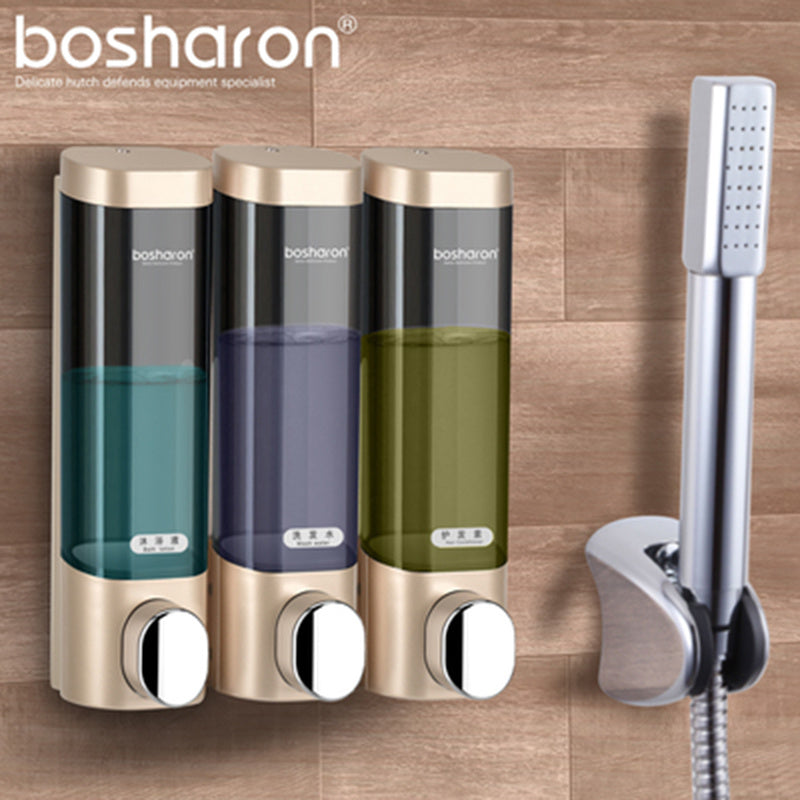 Hotel Soap Dispenser Free Punch Wall-Mounted Manual Press Toilet Hand Soap Box Hotel Shampoo Shower Gel