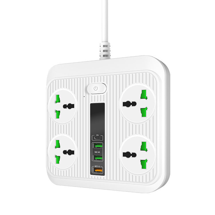 Smart Socket Power TypeC PD 40W QC3.0 Power Strip16AC Universal Outlets 2M Extension Socket Plug