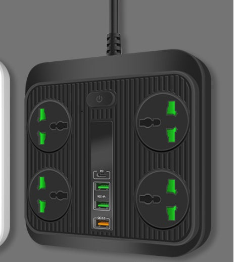 Smart Socket Power TypeC PD 40W QC3.0 Power Strip16AC Universal Outlets 2M Extension Socket Plug