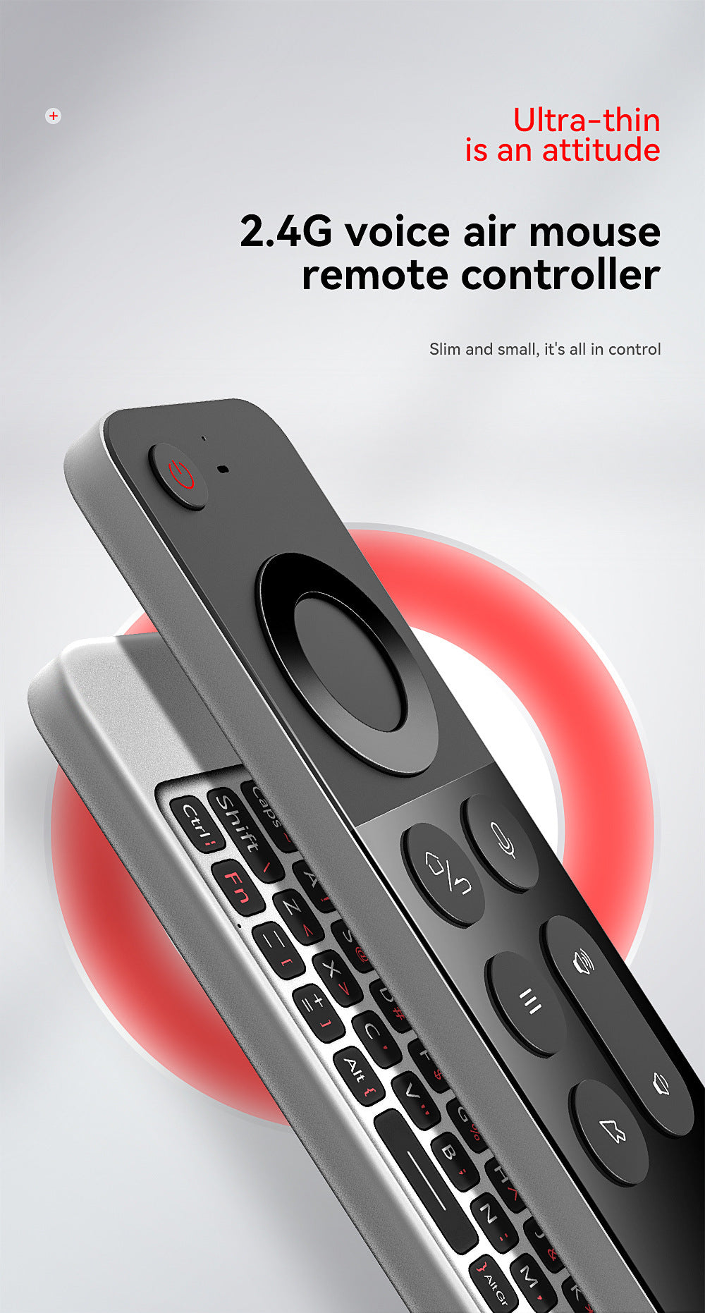 Double-sided Wireless Mini W3 Intelligent Voice Remote Control