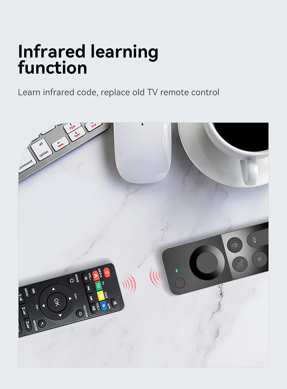 Double-sided Wireless Mini W3 Intelligent Voice Remote Control
