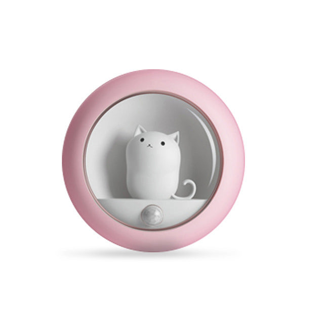 Creative cute cat night light cartoon charging human body induction lamp LED night owl atmosphere light up night bedside night light