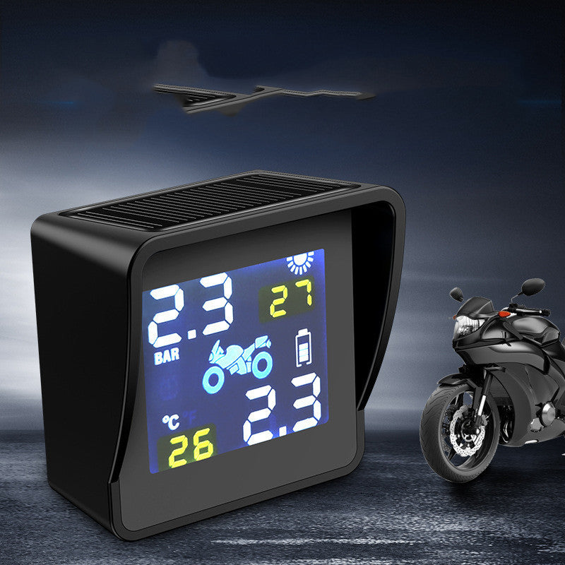 Solar motorcycle tire pressure monitor