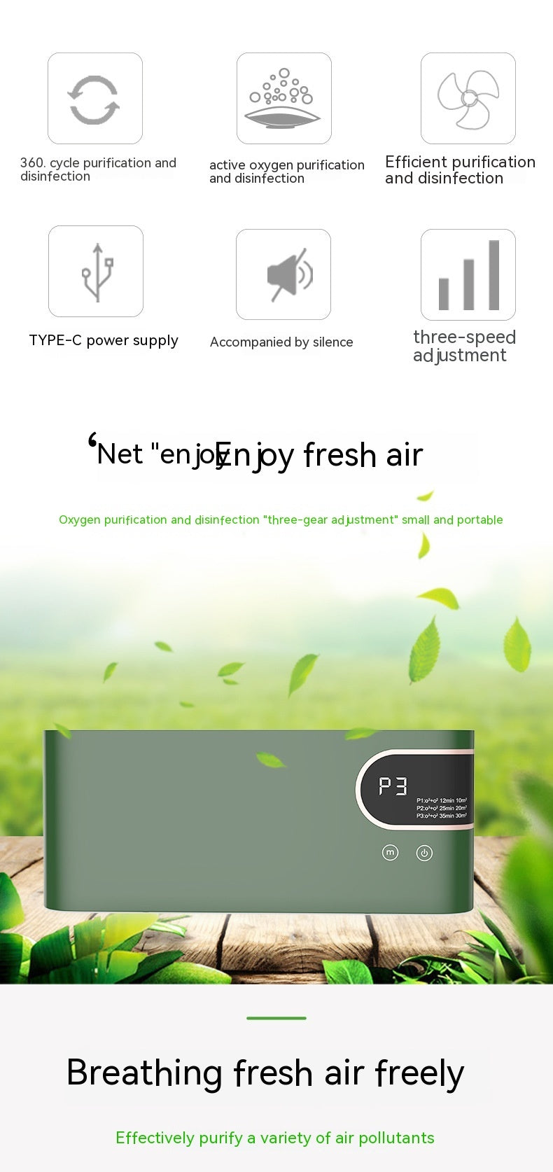 Intelligent Portable Anion Air Purifier