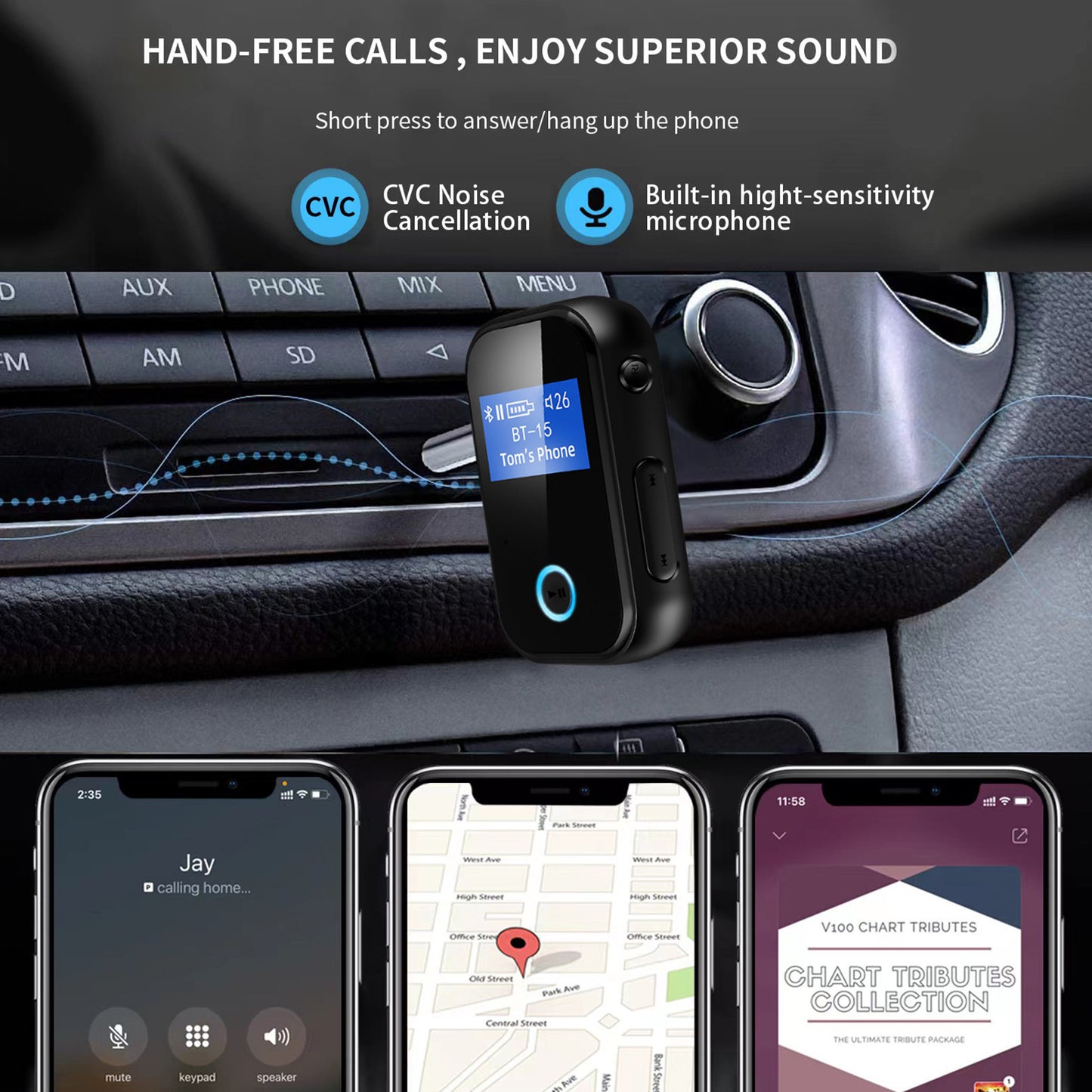 Car Bluetooth Audio Speaker Adapter Receiver