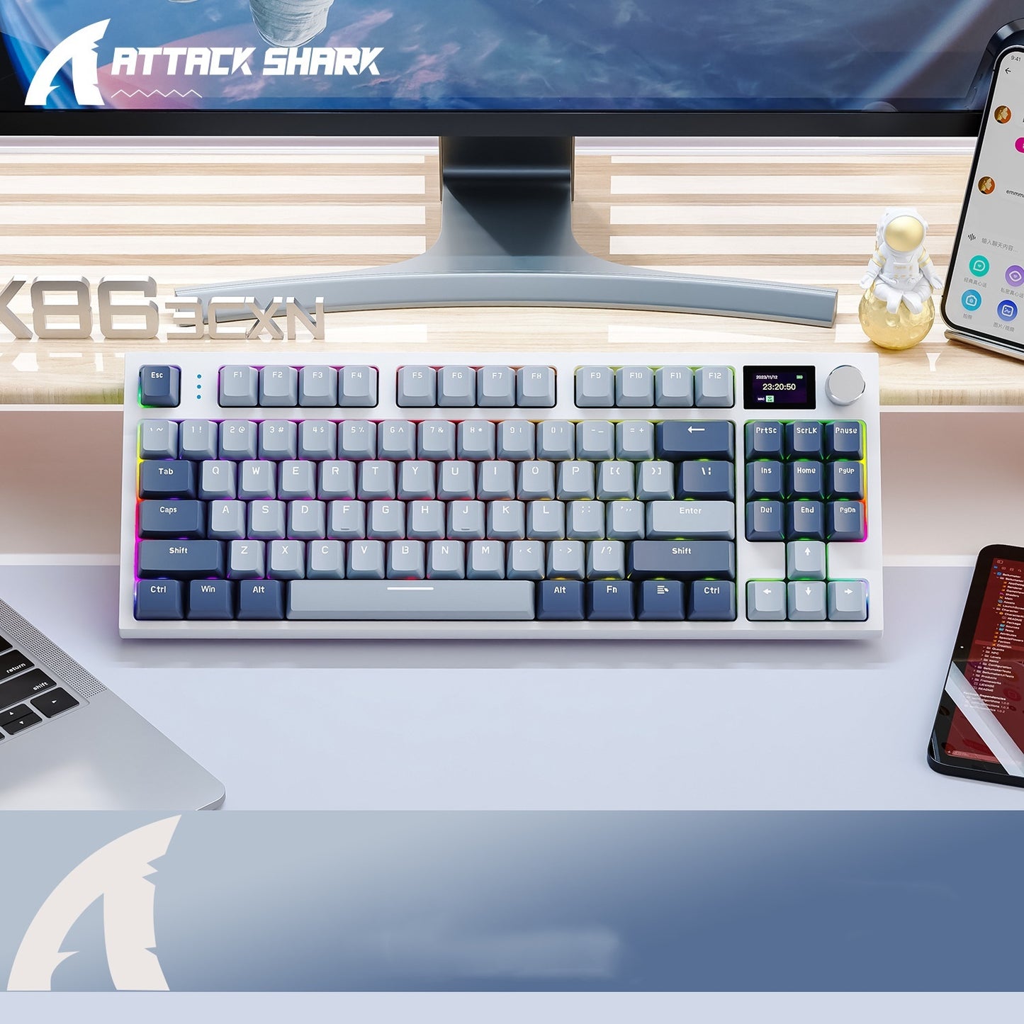 K86 Three-mode RGB Bluetooth Wired Luminous Machinery Keyboard