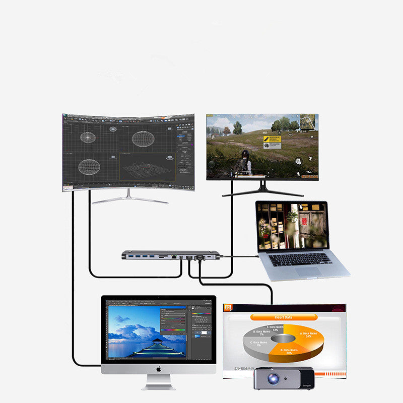 Type-C Hub Dock 12 In 1 Usb-c HD Extended Hub