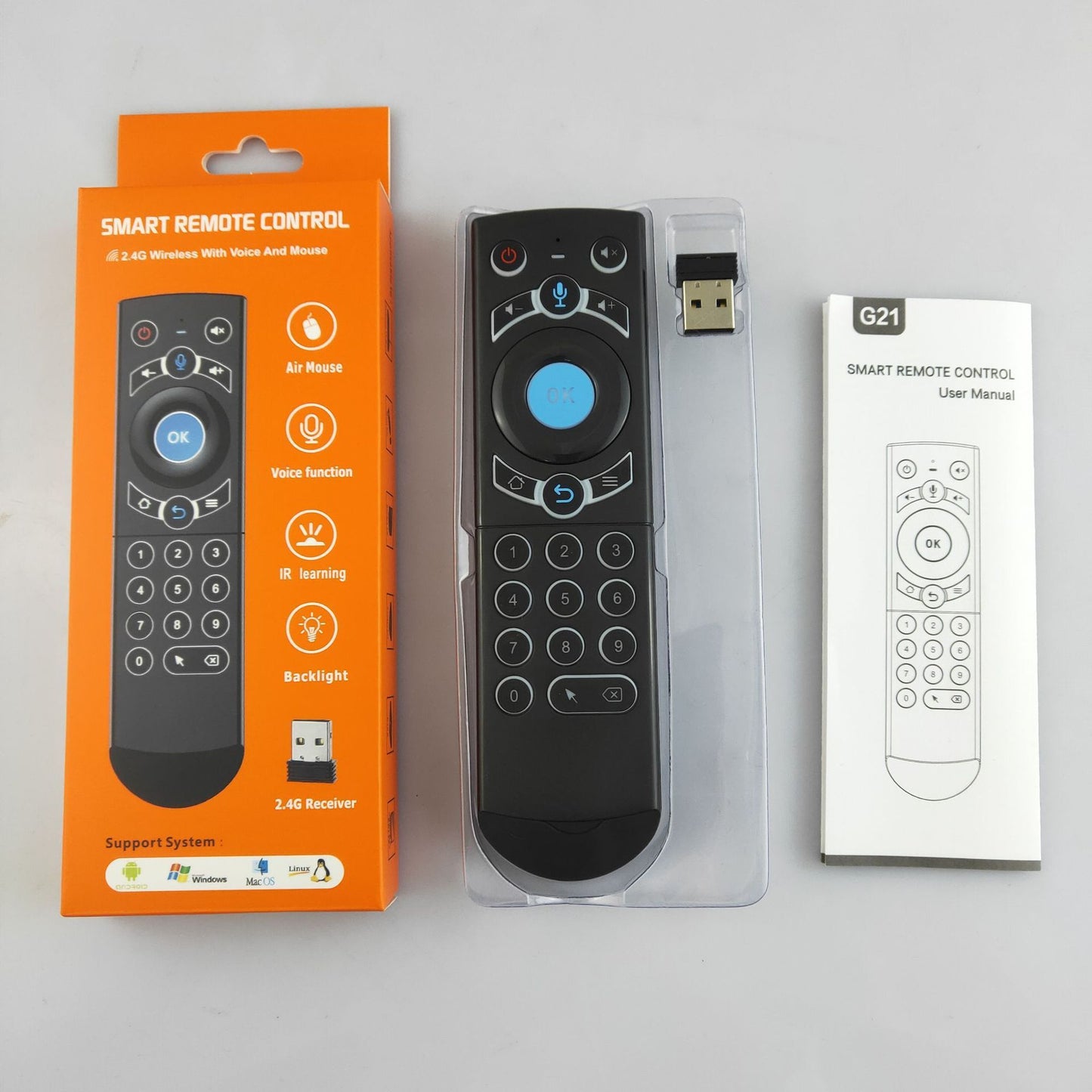Cross-border Google Intelligent Voice TV Set-top Box Universal Remote Control Wireless Mouse And Keyboard