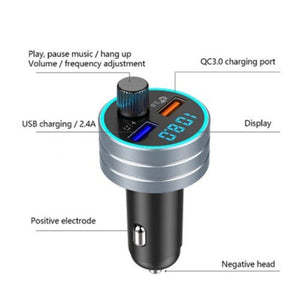 Bluetooth Transmitter Receiver Dual Usb Multifunction Car Charger