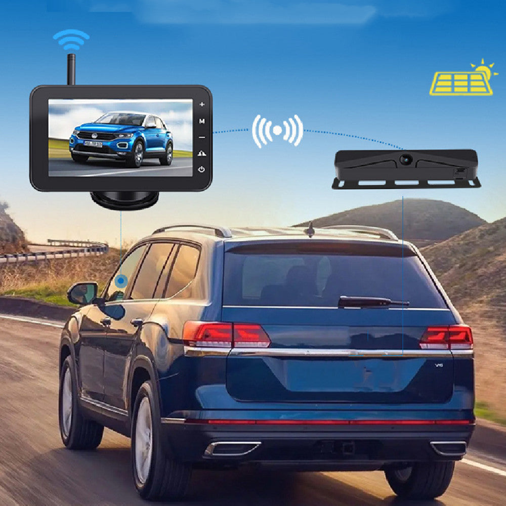 Car Wireless Solar Car Camera Reversing Image HD Rear View Monitor Car Monitor
