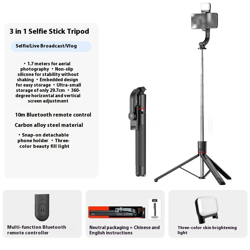 Selfie Stick Portable Tripod Bluetooth Telescopic Rod
