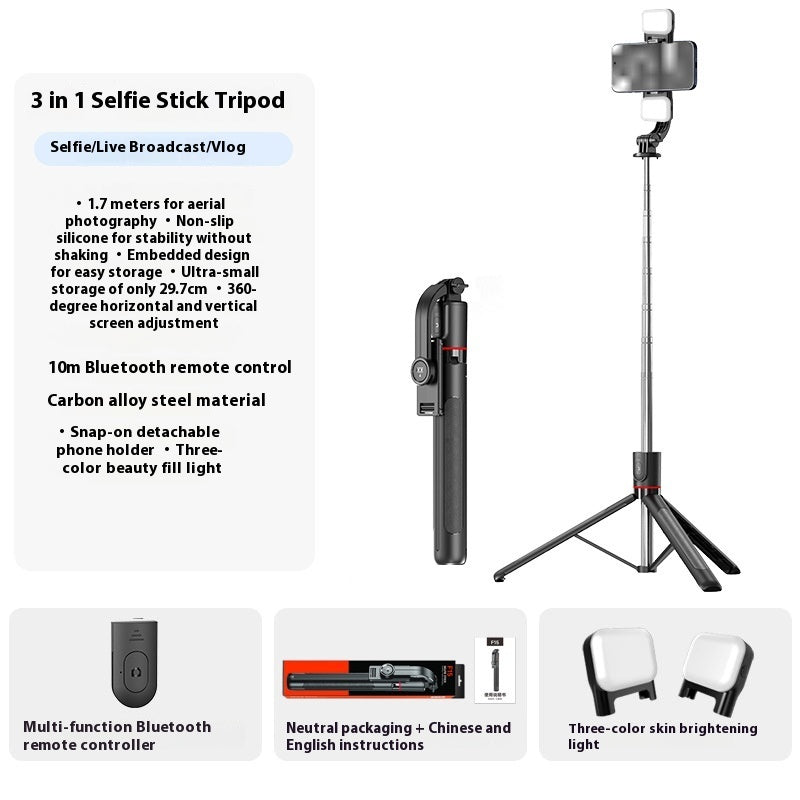 Selfie Stick Portable Tripod Bluetooth Telescopic Rod