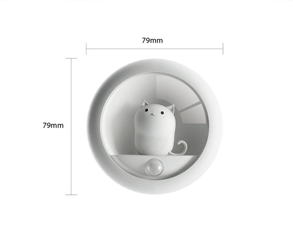 Creative cute cat night light cartoon charging human body induction lamp LED night owl atmosphere light up night bedside night light