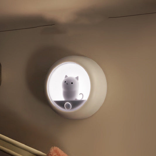 Creative cute cat night light cartoon charging human body induction lamp LED night owl atmosphere light up night bedside night light