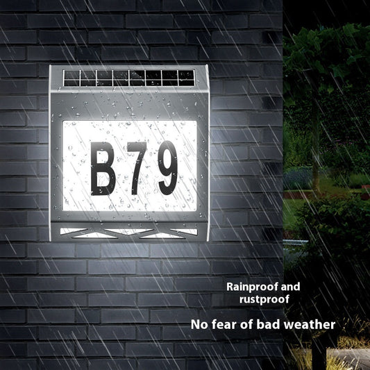 Solar Light Doorplate Outdoor Digital Light Waterproof LED Indicator Light