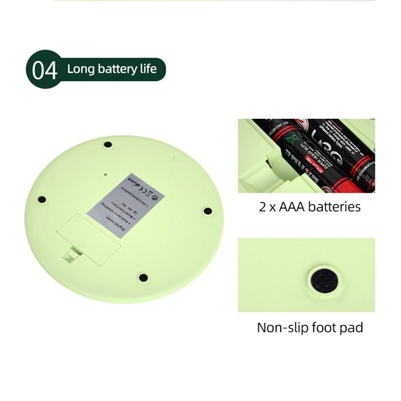Kitchen Scale 5kg Weight Grams Digital Balance Precision Accurate Green Electronic LCD Food Baking Portable Scale